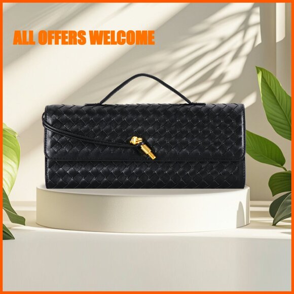 Woven PU Leather Evening Clutch Purse 11.8\